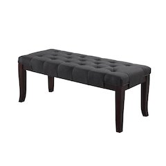 Linon Gray Fabric Tufted Ottoman Bench