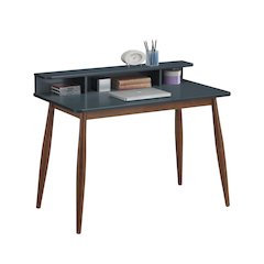 Roskilde Mid-Century Modern Wood Writing Desk with Hutch, Blue