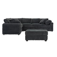Belvoir 3-Piece Living Room Set, Sofa Cuddle Chaise and Ottoman, Charcoal