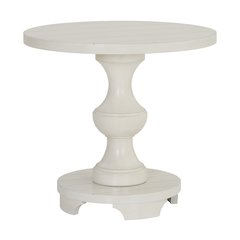 Caesar Traditional Round Pedestal End Table, White