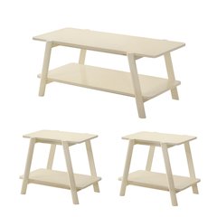 Metz 3-Piece Coffee Table Set, Coffee Table and Two End Tables, Off-White Finish