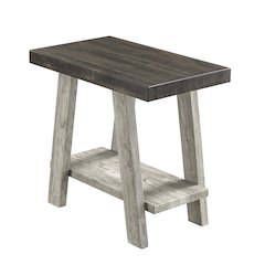 Ethens Contemporary Two-Tone Wood Shelf Side Table in Weathered Walnut and Gray