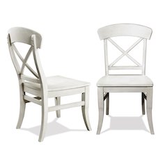Harola Cross-back Dining Side Chairs in Set of 2, Smoky White Finish