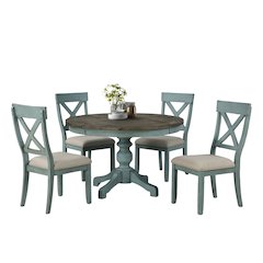 Prato 5-Piece Round Dining Table Set with Cross Back Chairs
