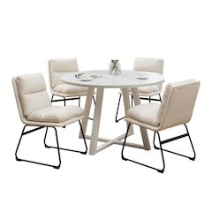 Innes 5-Pc Round Dining Set, Trestle Table with 4 Chairs