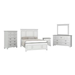 Clelane Wood Bedroom Set Panel Queen Bed, Dresser, Mirror, Nightstand, and Chest