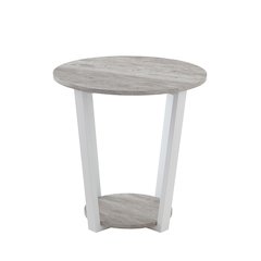 Elysian Contemporary Round End Table with Shelf, Gray