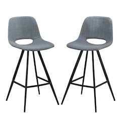 Porth Fabric Kitchen 28.25" Barstools, Set of 2, Gray