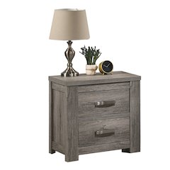 Floren Contemporary Weathered Gray Wood Two-Drawer Nightstand
