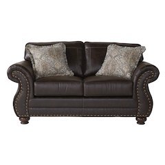 Leinster Faux Leather Upholstered Nailhead Loveseat in Espresso