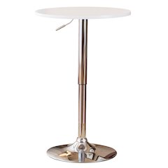 Baxton Adjustable Wood and Metal Bar Table, White