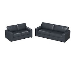 Sakan Leather Upholstered 2-Piece Living Room Set, Sofa and Loveseat, Blue
