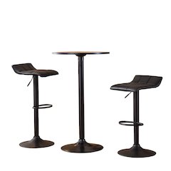 Belham Round Bar Table and 2 Swivel Adjustable Bar Stools