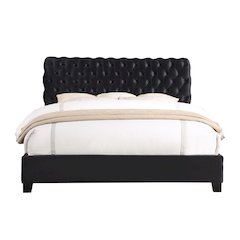 Apoera Velvet Upholstered Button Tufted Bed, King, Black