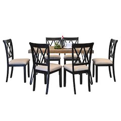 Arroyo 7-Pc Dining Set, Hairpin Dining Table with 6 Chairs, Rich Black