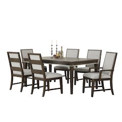 Aberll Wood Dining Room Set, Table with 4 Side Chairs and 2 Armchairs, Gray
