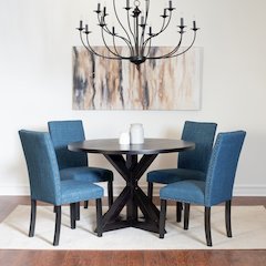 Mytzi 5-Pc Dining Set, Cross-Buck Dining Table with 4 Stylish Chairs, Blue