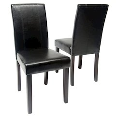 Urban Style Solid Wood Leatherette Padded Parson Chair, Black, Set of 2