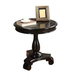 Rene Round Wood Pedestal Side Table, Black