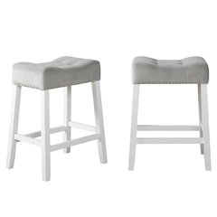 Morovo Velvet Counter Height Stools Saddle Seats, Set of 2, Gray