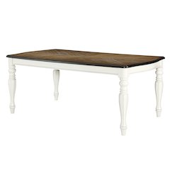 Belleza French Country Dining Table, Antique White and Weathered Oak Finish
