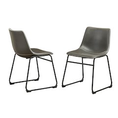 Lotusville Vintage PU Leather Dining Chairs, Antique Gray, Set of 2