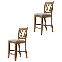 Fabric Counter Height Dining Chairs and Kitchen Bar Stools, Brown, Set of 2