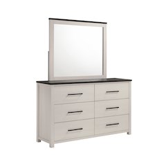 Realynn 6-Drawer Bedroom Dresser with Mirror, Off-White Finish