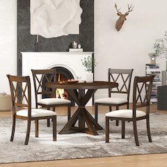 Windvale Dining Set,Cross-Buck Table with 4 Chairs