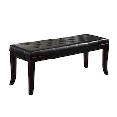 Linon Espresso Leather Tufted Ottoman Bench