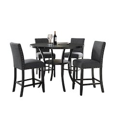 Gray Counter Height Dining Table Set with Tall Chairs, 5-Piece