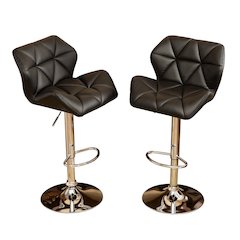 Glasgow Contemporary Tufted Adjustable Height Black Bar Stools, Set of 2
