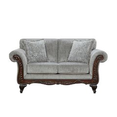 Hernen Carved Wood Frame Gray Loveseat