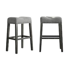 CoCo Upholstered Backless Saddle Seat Bar Stools 29" height Set of 2, Gray