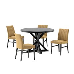 Walton 5-Piece Round Dining Set, Cross-Buck Table