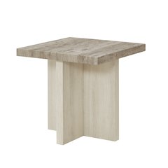 Mchome Square End Table, Nightstand, Weathered Gray and Beige