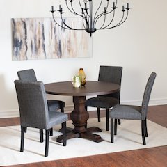 Kohland 5-Pc Dining Set, Pedestal Round Table with 4 Stylish Chairs, Gray