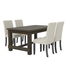 Muzzi Contemporary 5-Piece Dining Set, Dining Table with 4 Stylish Chairs, Tan