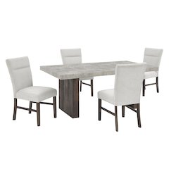 Sorlen Modern 5-Piece Dining Set, 3D Faux Concrete Table with 4 Chairs