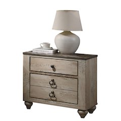 Imerland Contemporary White Wash Finish Patched Wood Top 3-drawer Nightstand