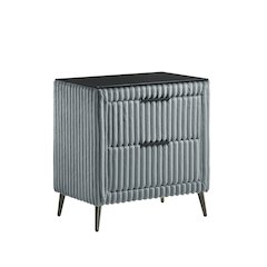 Mavela Wide Wale Corduroy Upholstery Nightstand, Blue