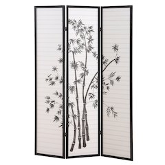 Flor 3-Panel Oriental Shoji Screen/Room Divider, Black