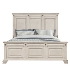 Renova Distressed Parchment Wood Panel Bed, King