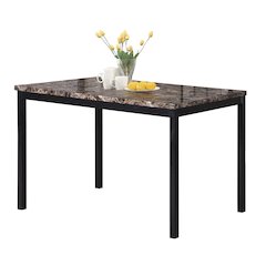Citico Metal Dining Table with Laminated Faux Marble Top