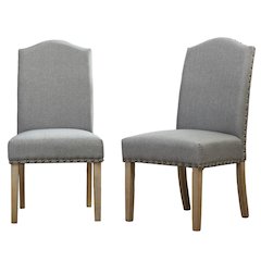 Mod Urban Style Solid Wood Nailhead Gray Fabric Padded Parson Chair, Set of 2