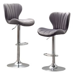 Ellston Upholstered Adjustable Swivel Barstools in Gray, Set of 2