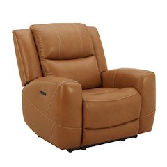 Cozura Leather Power Recliner, Silverado Butternut