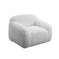 Adell Polar Bear Faux Fur Swivel Cuddle Chair, Ivory White