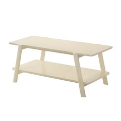 Metz Mid-Century Modern Wood Shelf Coffee Table, Off-White Finish