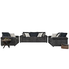Nason Wide Wale Corduroy Sofa, Loveseat, and Cuddle Chair Set, Charcoal